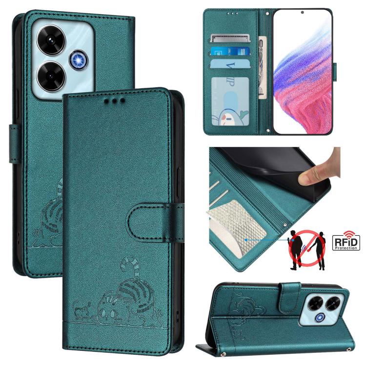 Cat Rat Embossed Pattern RFID Leather Phone Case with Lanyard, For Redmi Note 15 Pro 5G Global 163.6mm, For Redmi 15 5G Global / 15 4G SEA, For Redmi 15 5G / 4G EU 171mm, For Redmi 13x 4G / 13 4G Global, For Redmi A5 4G 171.7mm / Poco C71              ...