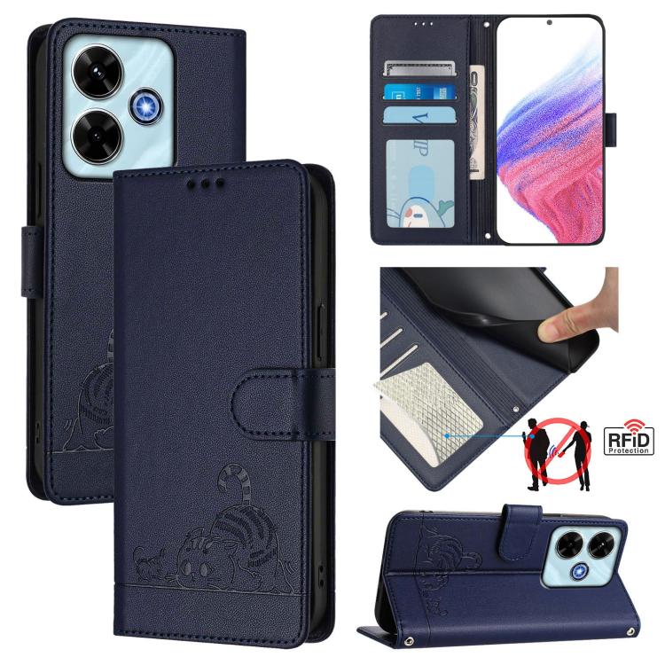 Cat Rat Embossed Pattern RFID Leather Phone Case with Lanyard, For Redmi Note 15 Pro 5G Global 163.6mm, For Redmi 15 5G Global / 15 4G SEA, For Redmi 15 5G / 4G EU 171mm, For Redmi 13x 4G / 13 4G Global, For Redmi A5 4G 171.7mm / Poco C71              ...