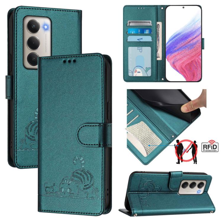 Cat Rat Embossed Pattern RFID Leather Phone Case with Lanyard, For Redmi Note 15 Pro 5G Global 163.6mm, For Redmi 15 5G Global / 15 4G SEA, For Redmi 15 5G / 4G EU 171mm, For Redmi 13x 4G / 13 4G Global, For Redmi A5 4G 171.7mm / Poco C71              ...