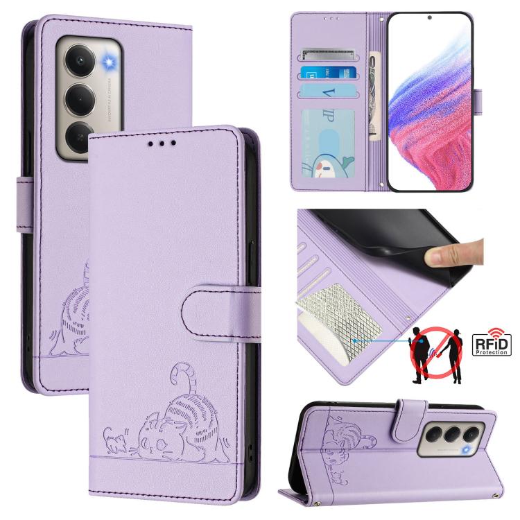 Cat Rat Embossed Pattern RFID Leather Phone Case with Lanyard, For Redmi Note 15 Pro 5G Global 163.6mm, For Redmi 15 5G Global / 15 4G SEA, For Redmi 15 5G / 4G EU 171mm, For Redmi 13x 4G / 13 4G Global, For Redmi A5 4G 171.7mm / Poco C71              ...
