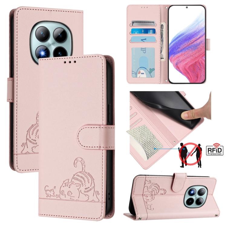 Cat Rat Embossed Pattern RFID Leather Phone Case with Lanyard, For Redmi K90 Max 5G, For Redmi A7 Pro 171mm / Poco C85x 5G, For Redmi 15a 5G Global, For Redmi A5 4G 171.7mm / Poco C71 4G, For Redmi Turbo 5 Max / Poco X8 Pro Max                         ...