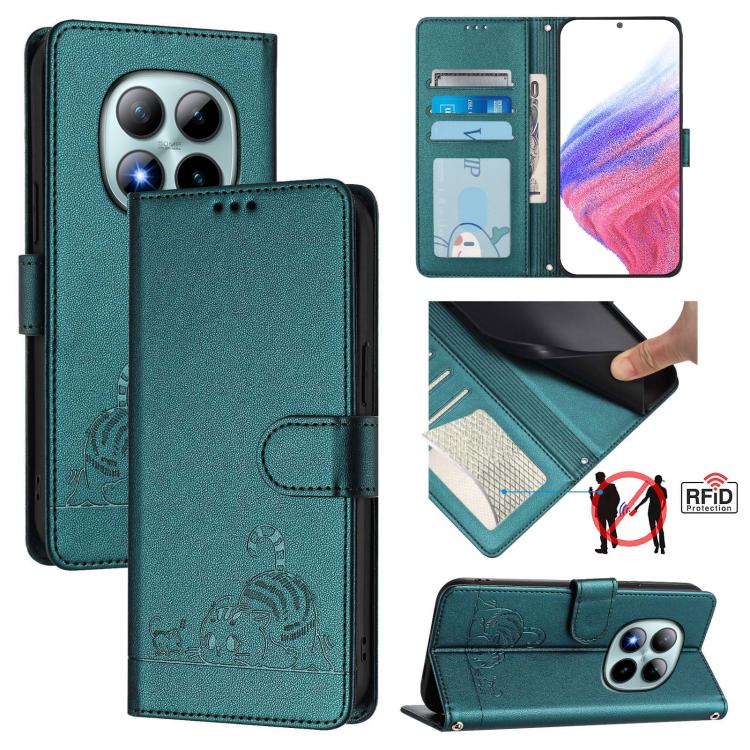 Cat Rat Embossed Pattern RFID Leather Phone Case with Lanyard, For Redmi K90 Max 5G, For Redmi A7 Pro 171mm / Poco C85x 5G, For Redmi 15a 5G Global, For Redmi A5 4G 171.7mm / Poco C71 4G, For Redmi Turbo 5 Max / Poco X8 Pro Max                         ...
