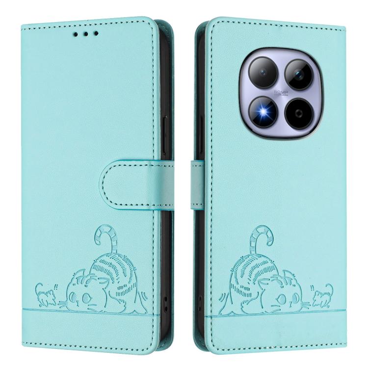 Cat Rat Embossed Pattern RFID Leather Phone Case with Lanyard, For Redmi Note 15 Pro 5G Global 163.6mm, For Redmi 15 5G Global / 15 4G SEA, For Redmi 15 5G / 4G EU 171mm, For Redmi 13x 4G / 13 4G Global, For Redmi A5 4G 171.7mm / Poco C71              ...