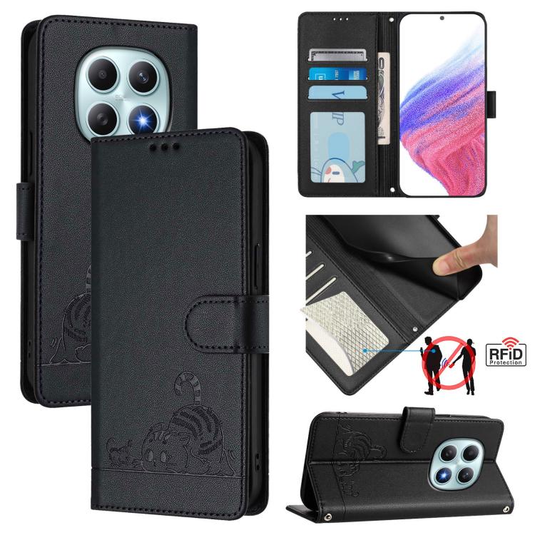 Cat Rat Embossed Pattern RFID Leather Phone Case with Lanyard, For Redmi K90 Max 5G, For Redmi A7 Pro 171mm / Poco C85x 5G, For Redmi 15a 5G Global, For Redmi A5 4G 171.7mm / Poco C71 4G, For Redmi Turbo 5 Max / Poco X8 Pro Max                         ...