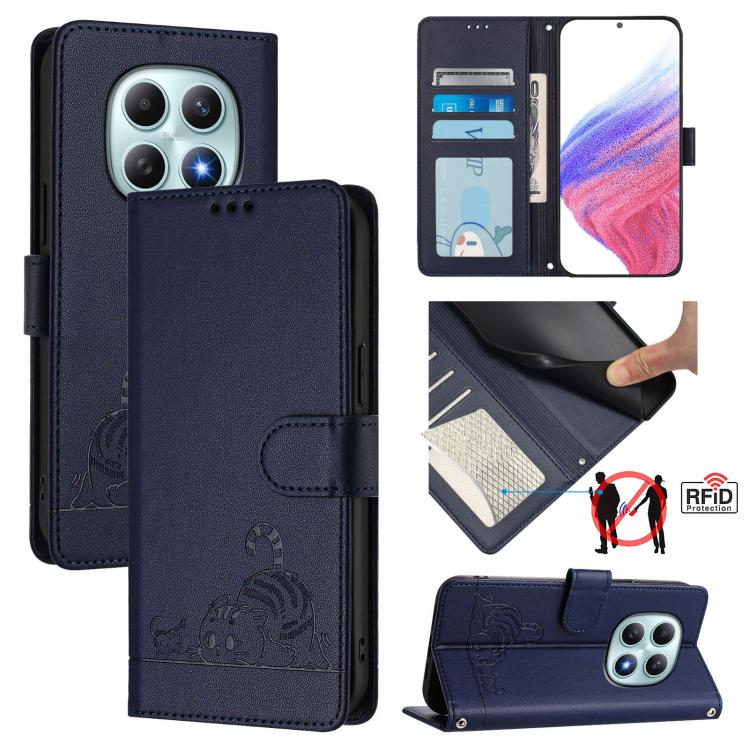 Cat Rat Embossed Pattern RFID Leather Phone Case with Lanyard, For Redmi K90 Max 5G, For Redmi A7 Pro 171mm / Poco C85x 5G, For Redmi 15a 5G Global, For Redmi A5 4G 171.7mm / Poco C71 4G, For Redmi Turbo 5 Max / Poco X8 Pro Max                         ...