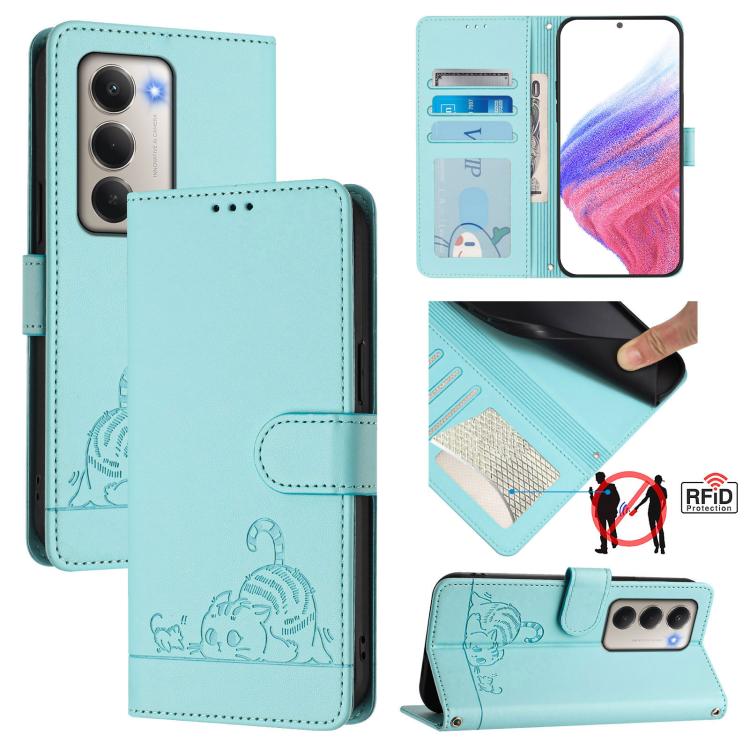 Cat Rat Embossed Pattern RFID Leather Phone Case with Lanyard, For Redmi Note 15 Pro 5G Global 163.6mm, For Redmi 15 5G Global / 15 4G SEA, For Redmi 15 5G / 4G EU 171mm, For Redmi 13x 4G / 13 4G Global, For Redmi A5 4G 171.7mm / Poco C71              ...