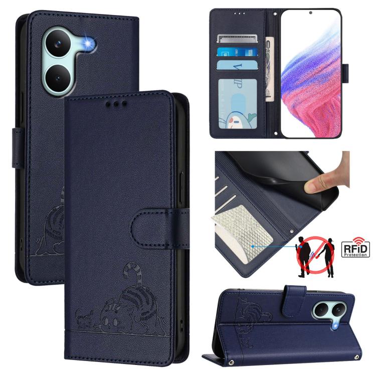 Cat Rat Embossed Pattern RFID Leather Phone Case with Lanyard, For Redmi K90 Max 5G, For Redmi A7 Pro 171mm / Poco C85x 5G, For Redmi 15a 5G Global, For Redmi A5 4G 171.7mm / Poco C71 4G, For Redmi Turbo 5 Max / Poco X8 Pro Max                         ...