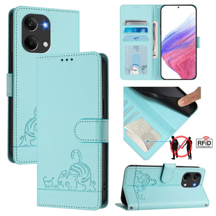 Cat Rat Embossed Pattern RFID Leather Phone Case with Lanyard, For Redmi K90 Max 5G, For Redmi A7 Pro 171mm / Poco C85x 5G, For Redmi 15a 5G Global, For Redmi A5 4G 171.7mm / Poco C71 4G, For Redmi Turbo 5 Max / Poco X8 Pro Max                         ...