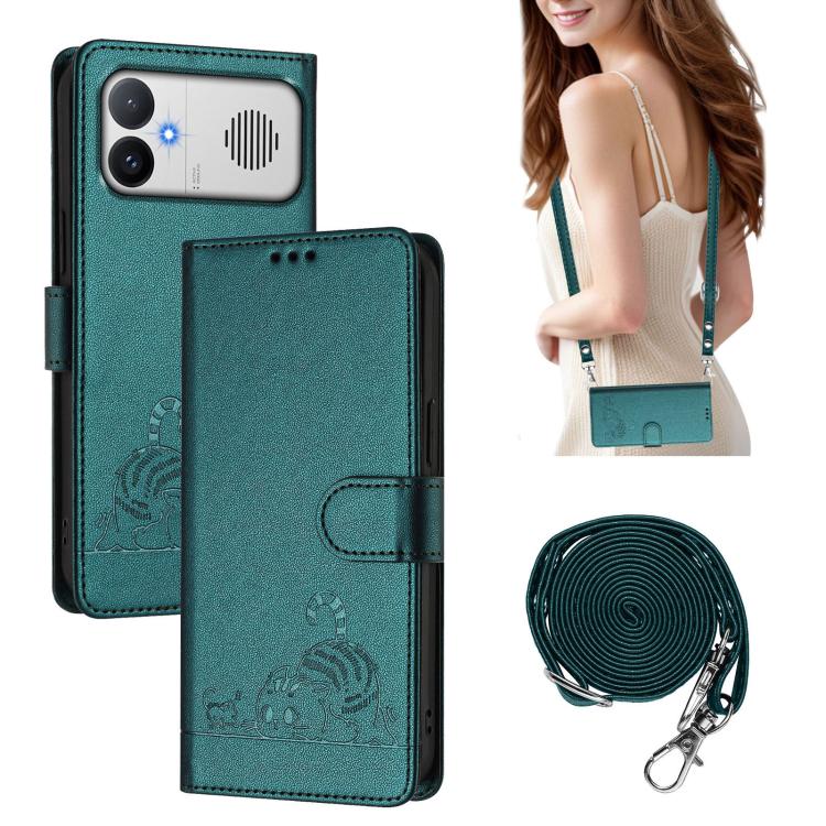 Cat Rat Embossed Pattern RFID Leather Phone Case with Lanyard, For Redmi K90 Max 5G, For Redmi A7 Pro 171mm / Poco C85x 5G, For Redmi 15a 5G Global, For Redmi A5 4G 171.7mm / Poco C71 4G, For Redmi Turbo 5 Max / Poco X8 Pro Max                         ...