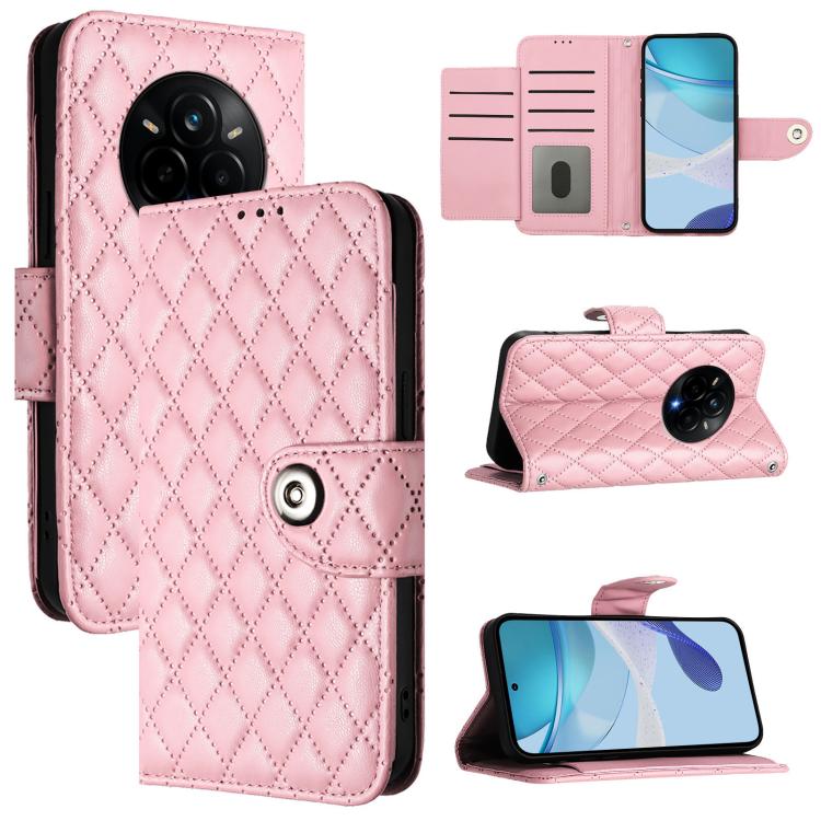 Rhombic Texture Flip Leather Phone Case with Lanyard, For Realme 14 5G Global / P3 5G India, For Realme 14 Pro+ 5G, For Realme 14 Pro 5G, For Realme GT 7 Pro 5G, For Realme 13 Pro / 13 Pro+ 5G, For Realme GT 6 5G Global, For Realme GT 6T 5G Global     ...