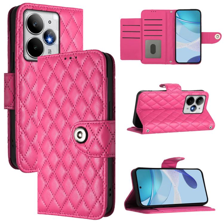Rhombic Texture Flip Leather Phone Case with Lanyard, For Realme P4 5G, For Realme 15T 5G Global, For Realme C71 4G India, For Realme 15 / 15 Pro 5G Global, For Realme C71 4G Global, For Realme Neo7 Turbo 5G, For Realme V70 / 14x Global / C75 5G       ...