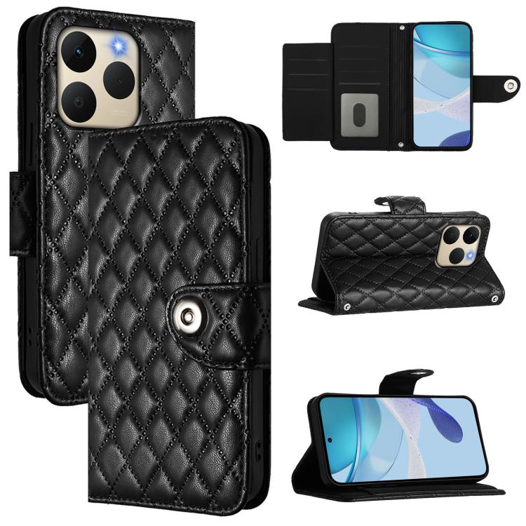 Rhombic Texture Flip Leather Phone Case with Lanyard, For Realme P4 5G, For Realme 15T 5G Global, For Realme C71 4G India, For Realme 15 / 15 Pro 5G Global, For Realme C71 4G Global, For Realme Neo7 Turbo 5G, For Realme V70 / 14x Global / C75 5G       ...
