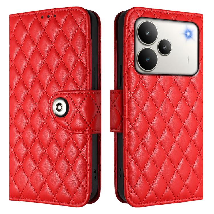 Rhombic Texture Flip Leather Phone Case with Lanyard, For Realme P4 5G, For Realme 15T 5G Global, For Realme C71 4G India, For Realme 15 / 15 Pro 5G Global, For Realme C71 4G Global, For Realme Neo7 Turbo 5G, For Realme V70 / 14x Global / C75 5G       ...