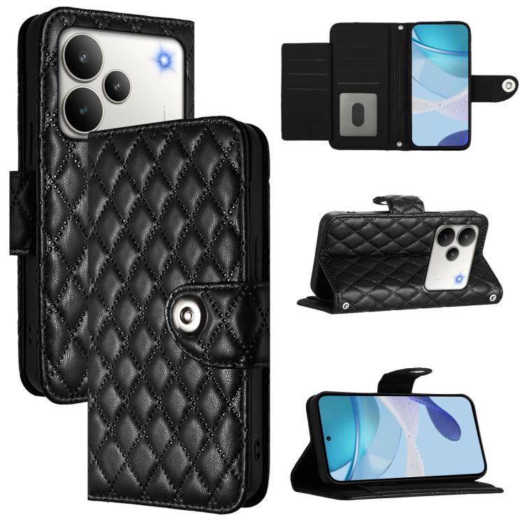 Rhombic Texture Flip Leather Phone Case with Lanyard, For Realme P4 5G, For Realme 15T 5G Global, For Realme C71 4G India, For Realme 15 / 15 Pro 5G Global, For Realme C71 4G Global, For Realme Neo7 Turbo 5G, For Realme V70 / 14x Global / C75 5G       ...