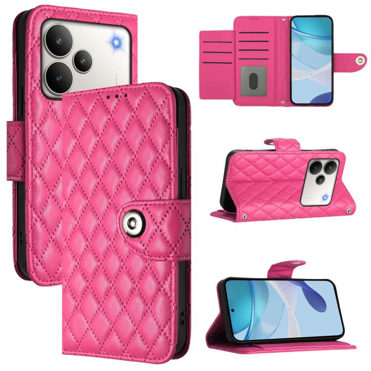Rhombic Texture Flip Leather Phone Case with Lanyard, For Realme P4 5G, For Realme 15T 5G Global, For Realme C71 4G India, For Realme 15 / 15 Pro 5G Global, For Realme C71 4G Global, For Realme Neo7 Turbo 5G, For Realme V70 / 14x Global / C75 5G       ...