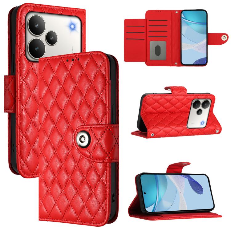 Rhombic Texture Flip Leather Phone Case with Lanyard, For Realme 16T 5G Global, For Realme C100 5G / C85 5G Global, For Realme 16 Pro+ 5G Global, For Realme 16 Pro 5G Global, For Realme P4x 5G / OnePlus Nord CE6 Lite, For Realme Note 70 4G / 70T 4G    ...