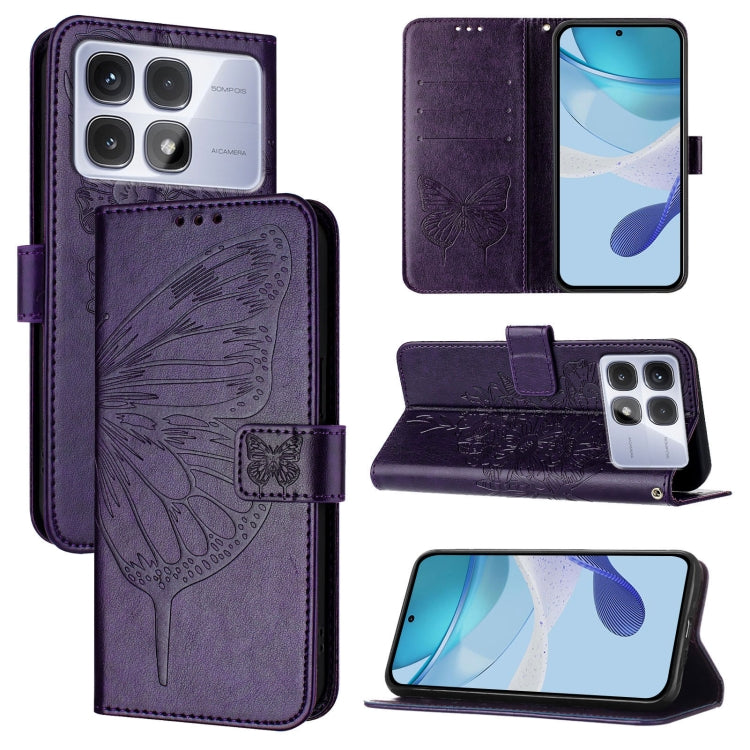 Embossed Butterfly Leather Phone Case, For Redmi Turbo 4, For Redmi Note 14 5G Global, For Redmi Note 14 Pro 4G, For Redmi Note 14 4G 163.25mm, For Redmi K70 Ultra 5G Global, For Redmi 13 4G
