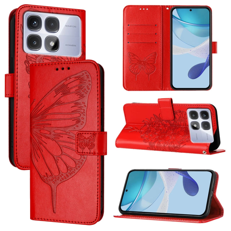Embossed Butterfly Leather Phone Case, For Redmi Turbo 4, For Redmi Note 14 5G Global, For Redmi Note 14 Pro 4G, For Redmi Note 14 4G 163.25mm, For Redmi K70 Ultra 5G Global, For Redmi 13 4G