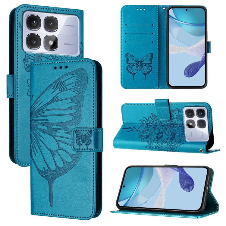 Embossed Butterfly Leather Phone Case, For Redmi Turbo 4, For Redmi Note 14 5G Global, For Redmi Note 14 Pro 4G, For Redmi Note 14 4G 163.25mm, For Redmi K70 Ultra 5G Global, For Redmi 13 4G