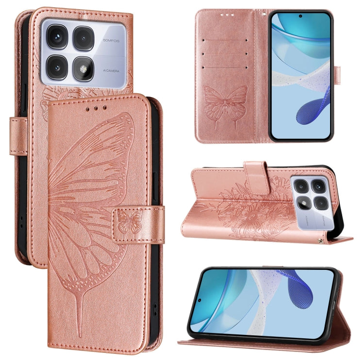 Embossed Butterfly Leather Phone Case, For Redmi Turbo 4, For Redmi Note 14 5G Global, For Redmi Note 14 Pro 4G, For Redmi Note 14 4G 163.25mm, For Redmi K70 Ultra 5G Global, For Redmi 13 4G