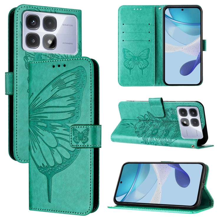 Embossed Butterfly Leather Phone Case, For Redmi Turbo 4, For Redmi Note 14 5G Global, For Redmi Note 14 Pro 4G, For Redmi Note 14 4G 163.25mm, For Redmi K70 Ultra 5G Global, For Redmi 13 4G