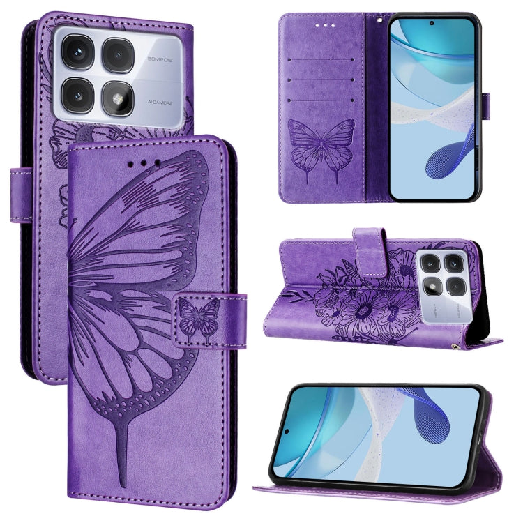 Embossed Butterfly Leather Phone Case, For Redmi Turbo 4, For Redmi Note 14 5G Global, For Redmi Note 14 Pro 4G, For Redmi Note 14 4G 163.25mm, For Redmi K70 Ultra 5G Global, For Redmi 13 4G