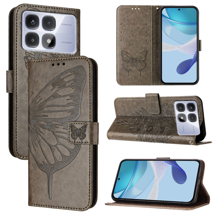 Embossed Butterfly Leather Phone Case, For Redmi Turbo 4, For Redmi Note 14 5G Global, For Redmi Note 14 Pro 4G, For Redmi Note 14 4G 163.25mm, For Redmi K70 Ultra 5G Global, For Redmi 13 4G