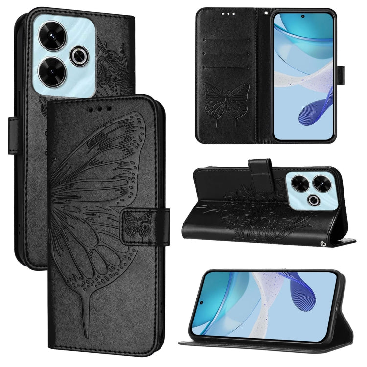 Embossed Butterfly Leather Phone Case, For Redmi Turbo 4, For Redmi Note 14 5G Global, For Redmi Note 14 Pro 4G, For Redmi Note 14 4G 163.25mm, For Redmi K70 Ultra 5G Global, For Redmi 13 4G
