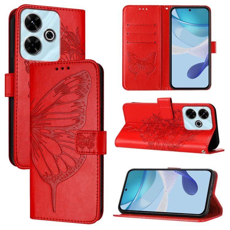 Embossed Butterfly Leather Phone Case, For Redmi Turbo 4, For Redmi Note 14 5G Global, For Redmi Note 14 Pro 4G, For Redmi Note 14 4G 163.25mm, For Redmi K70 Ultra 5G Global, For Redmi 13 4G