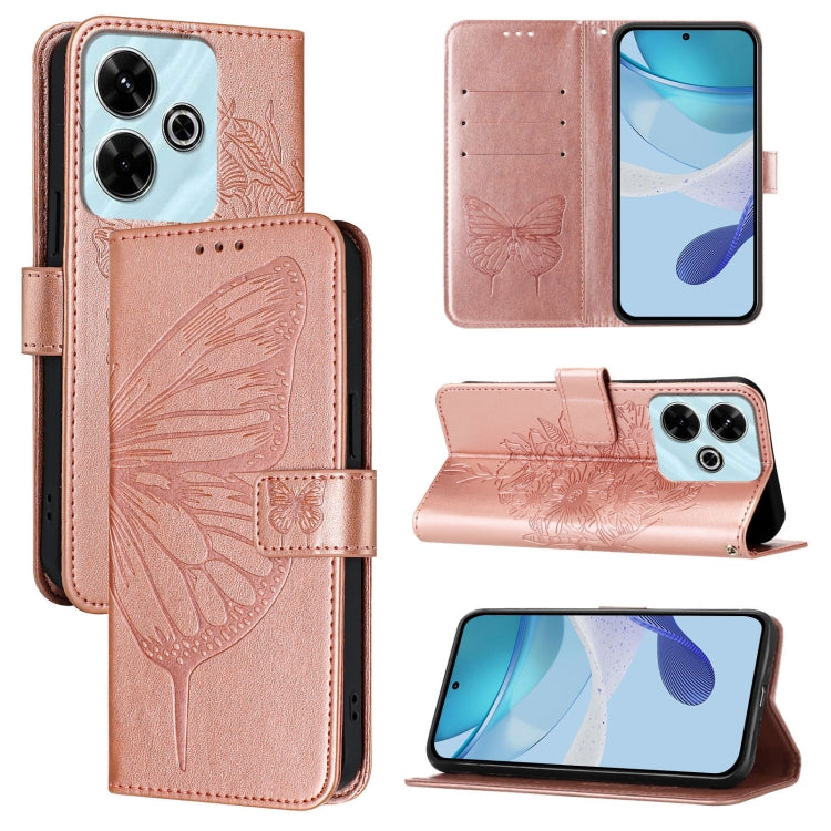 Embossed Butterfly Leather Phone Case, For Redmi Turbo 4, For Redmi Note 14 5G Global, For Redmi Note 14 Pro 4G, For Redmi Note 14 4G 163.25mm, For Redmi K70 Ultra 5G Global, For Redmi 13 4G