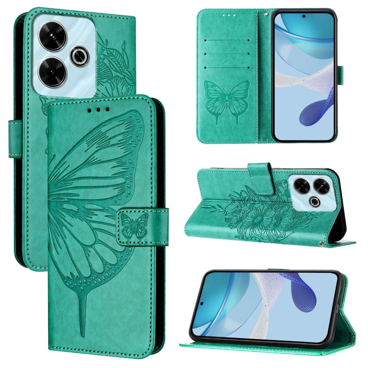 Embossed Butterfly Leather Phone Case, For Redmi Turbo 4, For Redmi Note 14 5G Global, For Redmi Note 14 Pro 4G, For Redmi Note 14 4G 163.25mm, For Redmi K70 Ultra 5G Global, For Redmi 13 4G