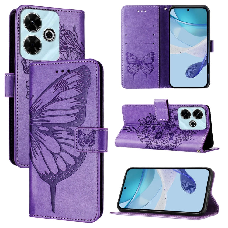 Embossed Butterfly Leather Phone Case, For Redmi Turbo 4, For Redmi Note 14 5G Global, For Redmi Note 14 Pro 4G, For Redmi Note 14 4G 163.25mm, For Redmi K70 Ultra 5G Global, For Redmi 13 4G