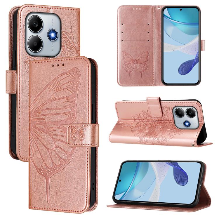Embossed Butterfly Leather Phone Case, For Redmi Turbo 4, For Redmi Note 14 5G Global, For Redmi Note 14 Pro 4G, For Redmi Note 14 4G 163.25mm, For Redmi K70 Ultra 5G Global, For Redmi 13 4G