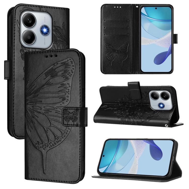 Embossed Butterfly Leather Phone Case, For Redmi Turbo 4, For Redmi Note 14 5G Global, For Redmi Note 14 Pro 4G, For Redmi Note 14 4G 163.25mm, For Redmi K70 Ultra 5G Global, For Redmi 13 4G