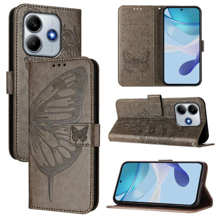 Embossed Butterfly Leather Phone Case, For Redmi Turbo 4, For Redmi Note 14 5G Global, For Redmi Note 14 Pro 4G, For Redmi Note 14 4G 163.25mm, For Redmi K70 Ultra 5G Global, For Redmi 13 4G
