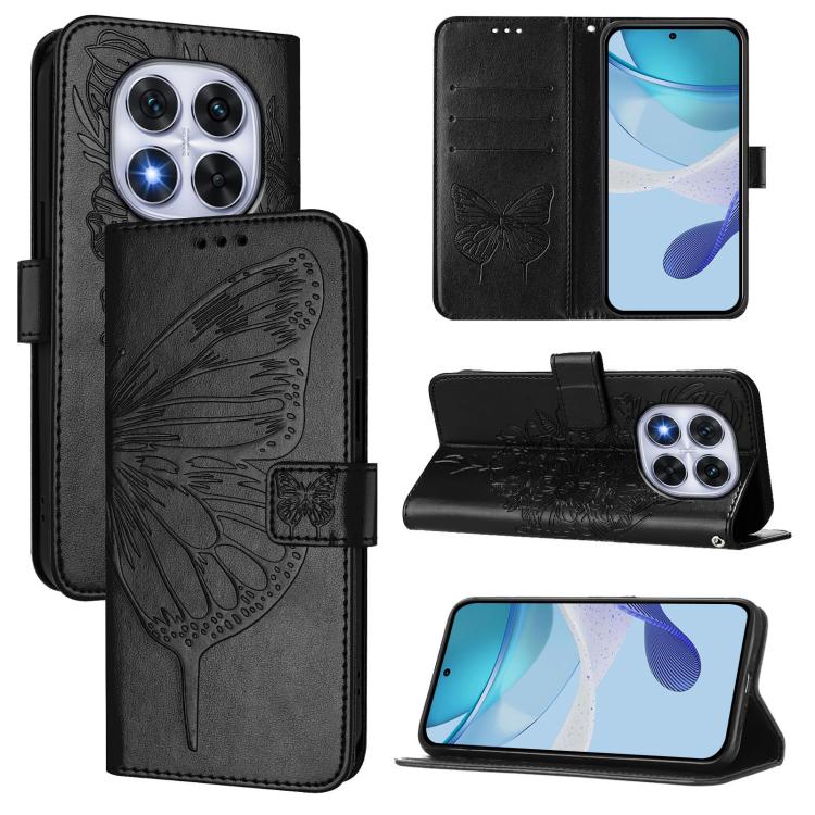 Embossed Butterfly Leather Phone Case, For Redmi Note 15 4G / 5G Global 164mm, For Redmi Note 15 Pro 5G Global 163.6mm, For Redmi 15 5G Global / 15 4G SEA, For Redmi 15 5G / 4G EU 171mm, For Redmi Note 14 4G EU 164.84mm, For Redmi Note 14 Pro 5G Global