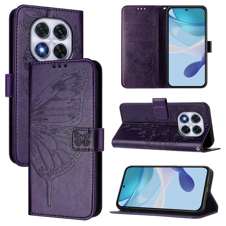 Embossed Butterfly Leather Phone Case, For Redmi Note 15 4G / 5G Global 164mm, For Redmi Note 15 Pro 5G Global 163.6mm, For Redmi 15 5G Global / 15 4G SEA, For Redmi 15 5G / 4G EU 171mm, For Redmi Note 14 4G EU 164.84mm, For Redmi Note 14 Pro 5G Global