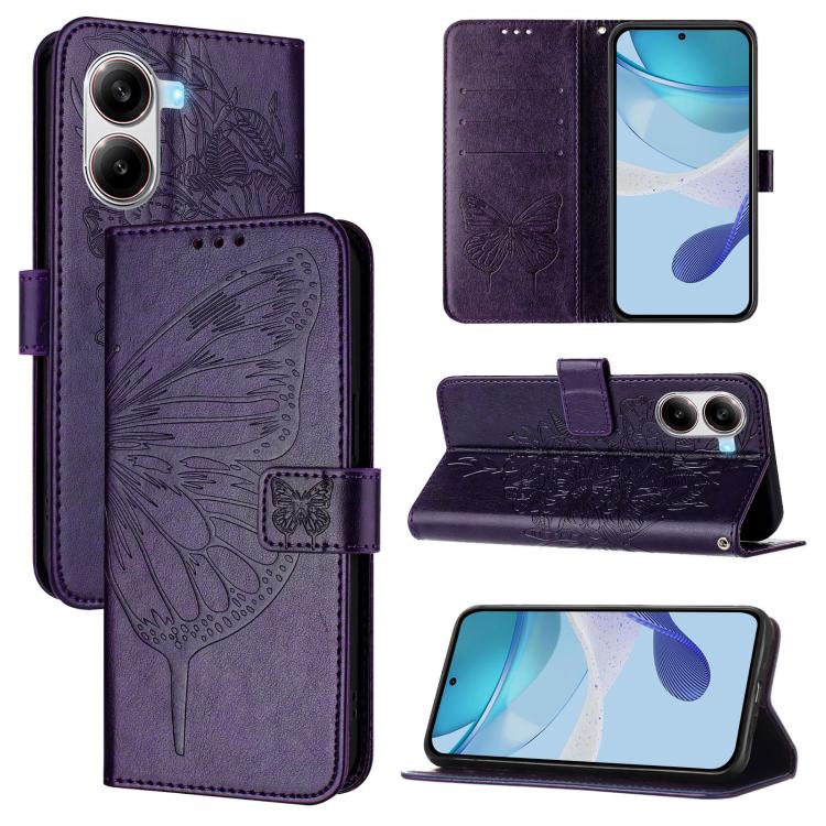 Embossed Butterfly Leather Phone Case, For Redmi Turbo 4, For Redmi Note 14 5G Global, For Redmi Note 14 Pro 4G, For Redmi Note 14 4G 163.25mm, For Redmi K70 Ultra 5G Global, For Redmi 13 4G