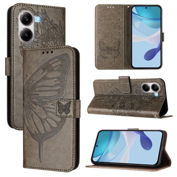 Embossed Butterfly Leather Phone Case, For Redmi Turbo 4, For Redmi Note 14 5G Global, For Redmi Note 14 Pro 4G, For Redmi Note 14 4G 163.25mm, For Redmi K70 Ultra 5G Global, For Redmi 13 4G