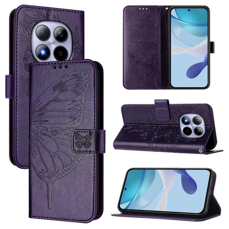 Embossed Butterfly Leather Phone Case, For Redmi Note 15 4G / 5G Global 164mm, For Redmi Note 15 Pro 5G Global 163.6mm, For Redmi 15 5G Global / 15 4G SEA, For Redmi 15 5G / 4G EU 171mm, For Redmi Note 14 4G EU 164.84mm, For Redmi Note 14 Pro 5G Global