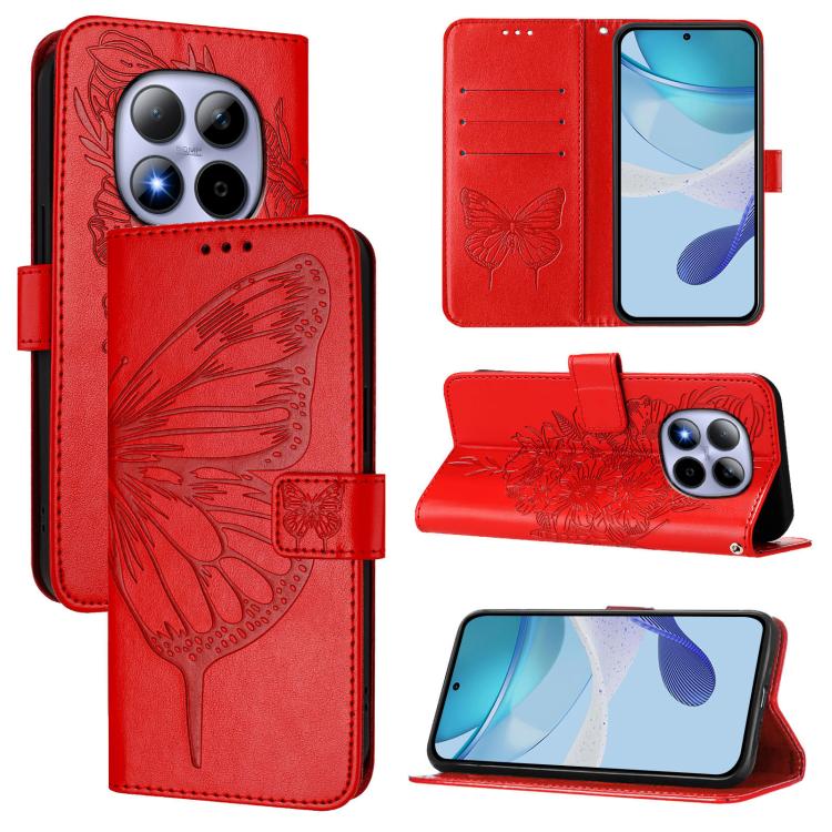Embossed Butterfly Leather Phone Case, For Redmi Note 15 4G / 5G Global 164mm, For Redmi Note 15 Pro 5G Global 163.6mm, For Redmi 15 5G Global / 15 4G SEA, For Redmi 15 5G / 4G EU 171mm, For Redmi Note 14 4G EU 164.84mm, For Redmi Note 14 Pro 5G Global
