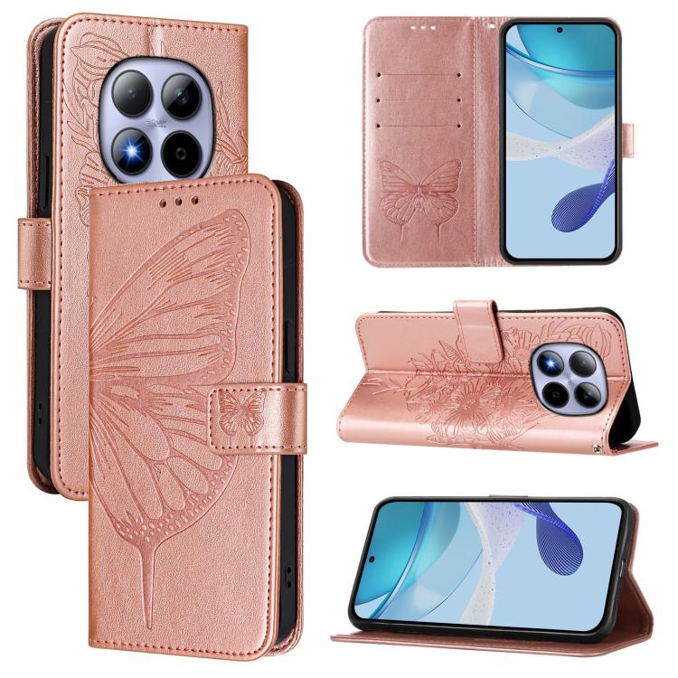 Embossed Butterfly Leather Phone Case, For Redmi Note 15 4G / 5G Global 164mm, For Redmi Note 15 Pro 5G Global 163.6mm, For Redmi 15 5G Global / 15 4G SEA, For Redmi 15 5G / 4G EU 171mm, For Redmi Note 14 4G EU 164.84mm, For Redmi Note 14 Pro 5G Global