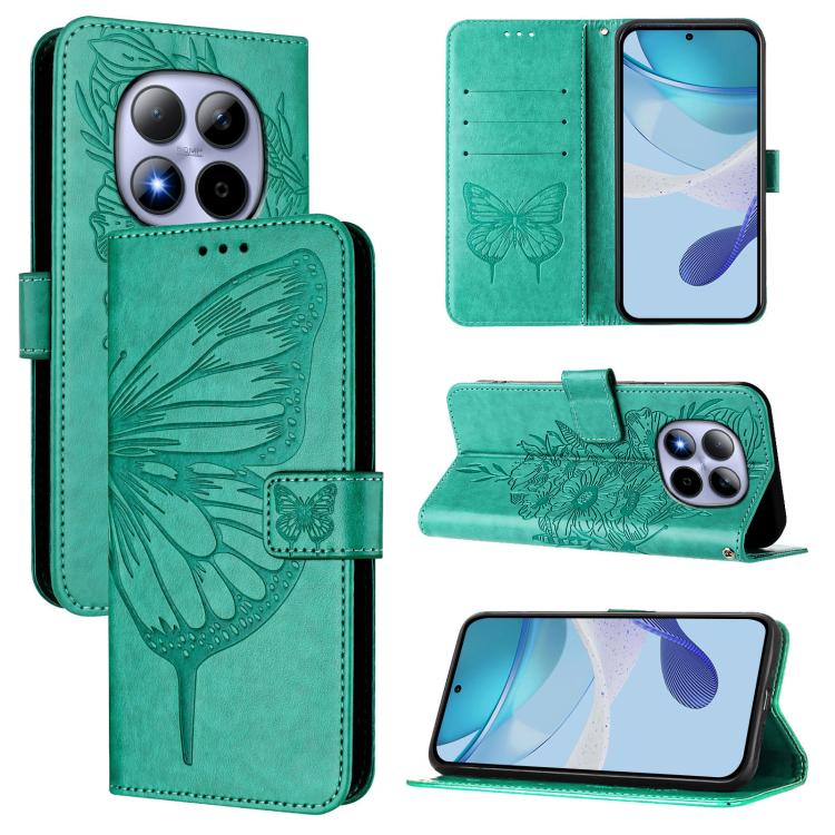 Embossed Butterfly Leather Phone Case, For Redmi Note 15 4G / 5G Global 164mm, For Redmi Note 15 Pro 5G Global 163.6mm, For Redmi 15 5G Global / 15 4G SEA, For Redmi 15 5G / 4G EU 171mm, For Redmi Note 14 4G EU 164.84mm, For Redmi Note 14 Pro 5G Global