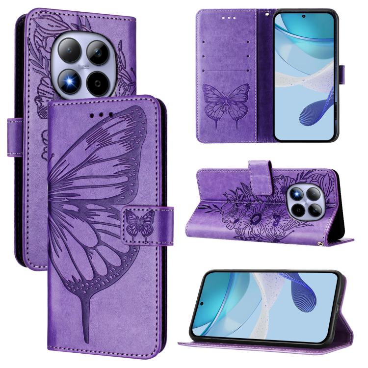 Embossed Butterfly Leather Phone Case, For Redmi Note 15 4G / 5G Global 164mm, For Redmi Note 15 Pro 5G Global 163.6mm, For Redmi 15 5G Global / 15 4G SEA, For Redmi 15 5G / 4G EU 171mm, For Redmi Note 14 4G EU 164.84mm, For Redmi Note 14 Pro 5G Global