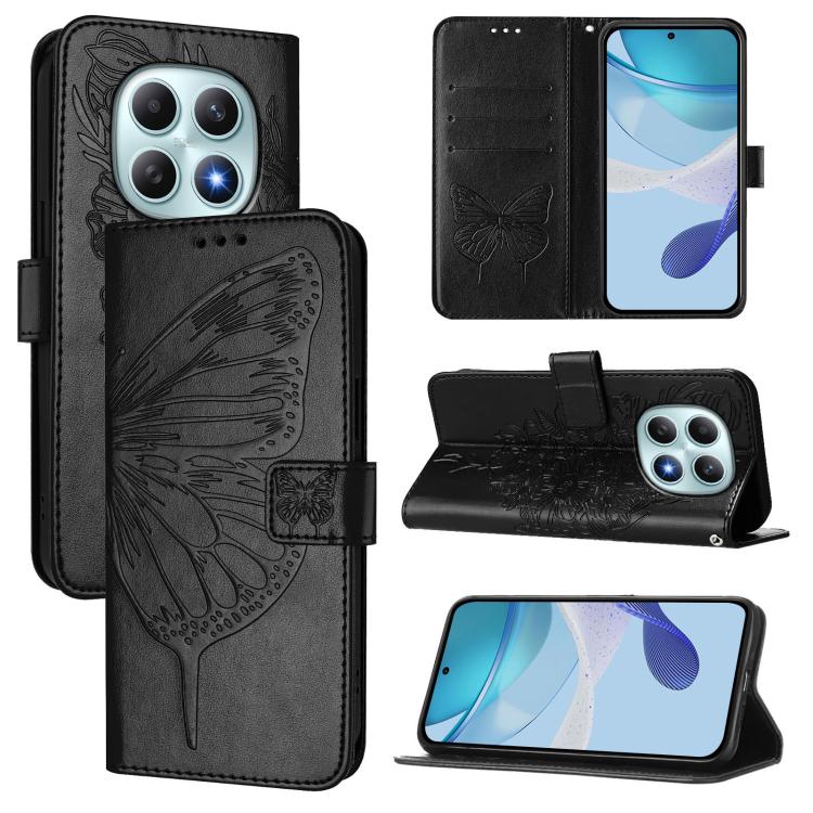 Embossed Butterfly Leather Phone Case, For Redmi Note 15 4G / 5G Global 164mm, For Redmi Note 15 Pro 5G Global 163.6mm, For Redmi 15 5G Global / 15 4G SEA, For Redmi 15 5G / 4G EU 171mm, For Redmi Note 14 4G EU 164.84mm, For Redmi Note 14 Pro 5G Global