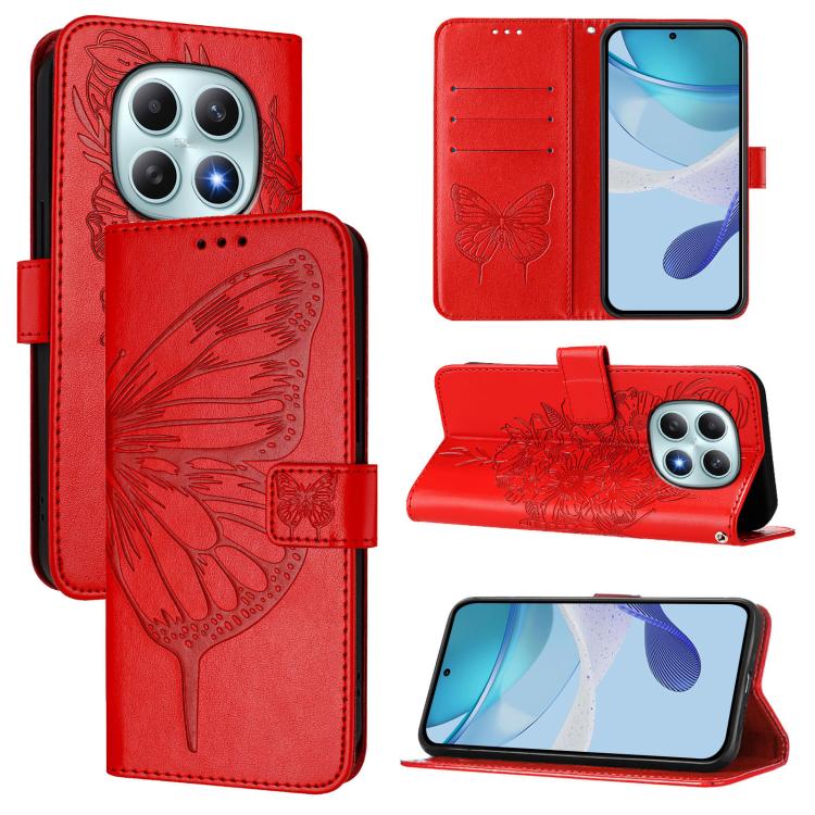 Embossed Butterfly Leather Phone Case, For Redmi Note 15 4G / 5G Global 164mm, For Redmi Note 15 Pro 5G Global 163.6mm, For Redmi 15 5G Global / 15 4G SEA, For Redmi 15 5G / 4G EU 171mm, For Redmi Note 14 4G EU 164.84mm, For Redmi Note 14 Pro 5G Global