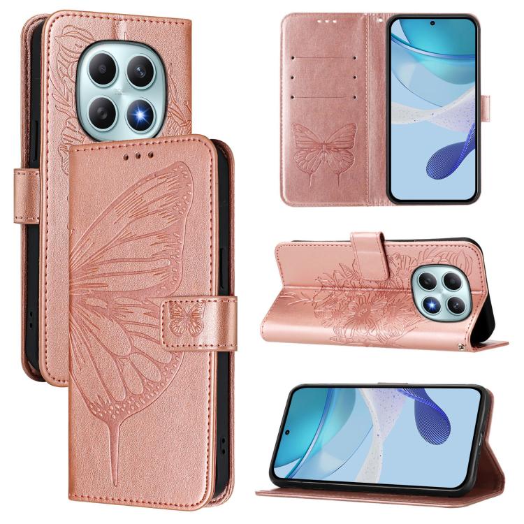 Embossed Butterfly Leather Phone Case, For Redmi Note 15 4G / 5G Global 164mm, For Redmi Note 15 Pro 5G Global 163.6mm, For Redmi 15 5G Global / 15 4G SEA, For Redmi 15 5G / 4G EU 171mm, For Redmi Note 14 4G EU 164.84mm, For Redmi Note 14 Pro 5G Global