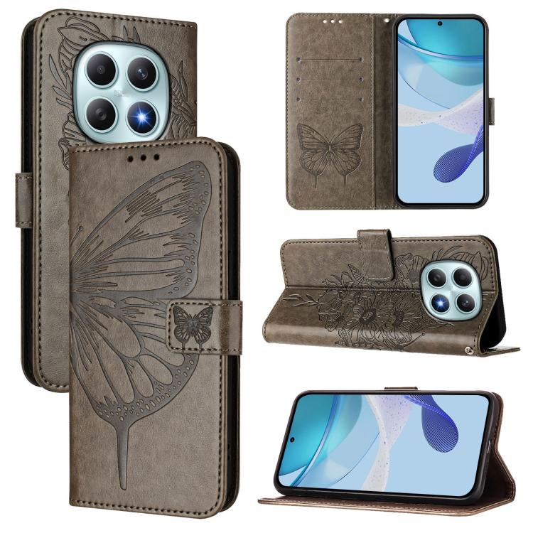 Embossed Butterfly Leather Phone Case, For Redmi Note 15 4G / 5G Global 164mm, For Redmi Note 15 Pro 5G Global 163.6mm, For Redmi 15 5G Global / 15 4G SEA, For Redmi 15 5G / 4G EU 171mm, For Redmi Note 14 4G EU 164.84mm, For Redmi Note 14 Pro 5G Global