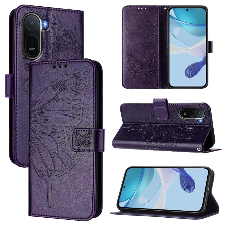Embossed Butterfly Leather Phone Case, For Redmi K90 Max 5G, For Redmi A7 Pro 5G 171mm / Poco C81, For Redmi 15a 5G Global, For Redmi A5 4G 171.7mm / Poco C71 4G, For Redmi Turbo 5 5G Global / Poco X8 Pro, For Redmi Note 15 Pro+ 5G Global 163.3mm