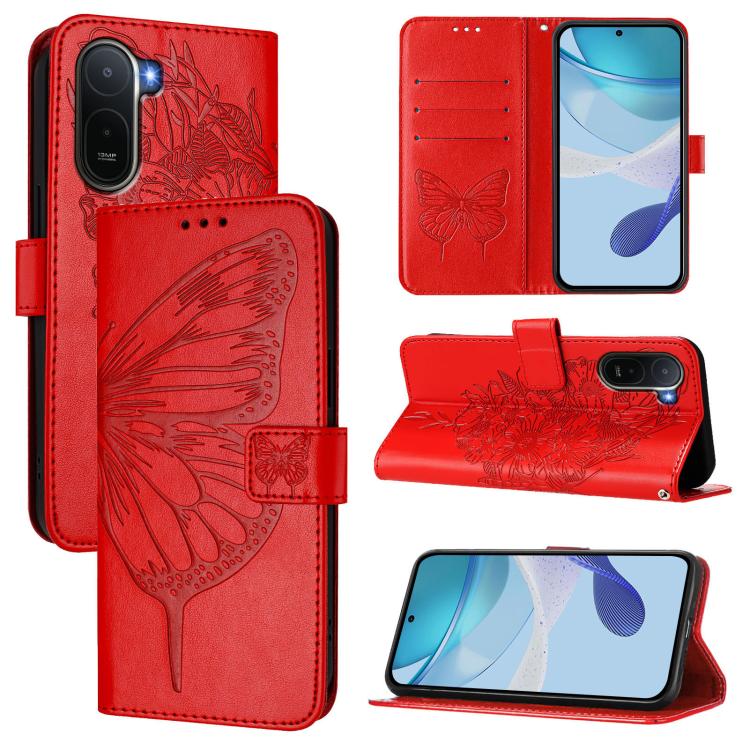 Embossed Butterfly Leather Phone Case, For Redmi K90 Max 5G, For Redmi A7 Pro 5G 171mm / Poco C81, For Redmi 15a 5G Global, For Redmi A5 4G 171.7mm / Poco C71 4G, For Redmi Turbo 5 5G Global / Poco X8 Pro, For Redmi Note 15 Pro+ 5G Global 163.3mm